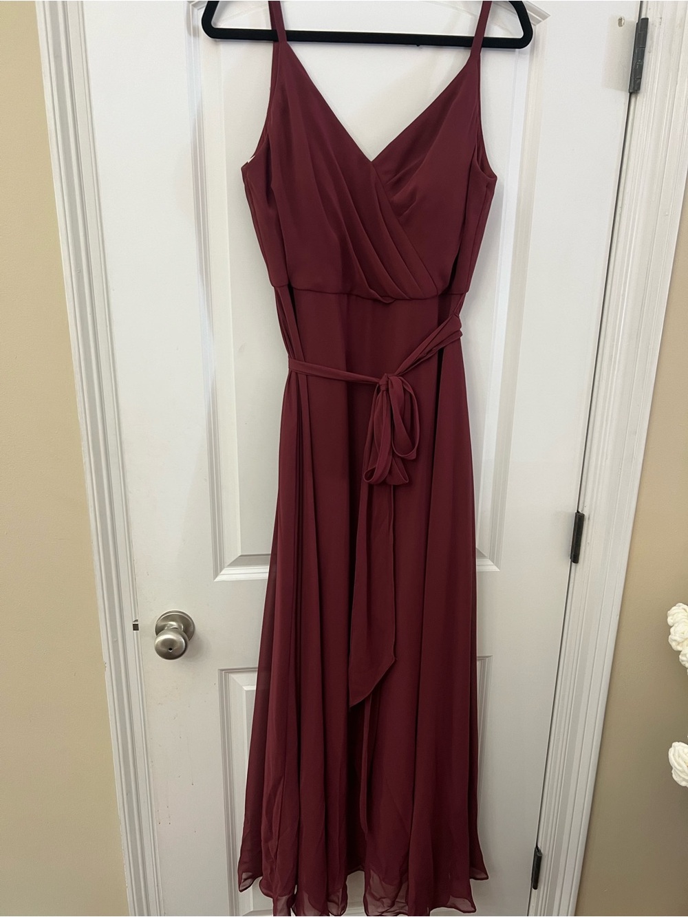 After Six Wine Spaghetti Strap V-Neck Maxi Dress
